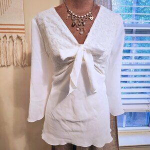 BFA Classics Vintage Ivory Lace Babydoll Blouse | Fairycore & Y2K | Size L - XL